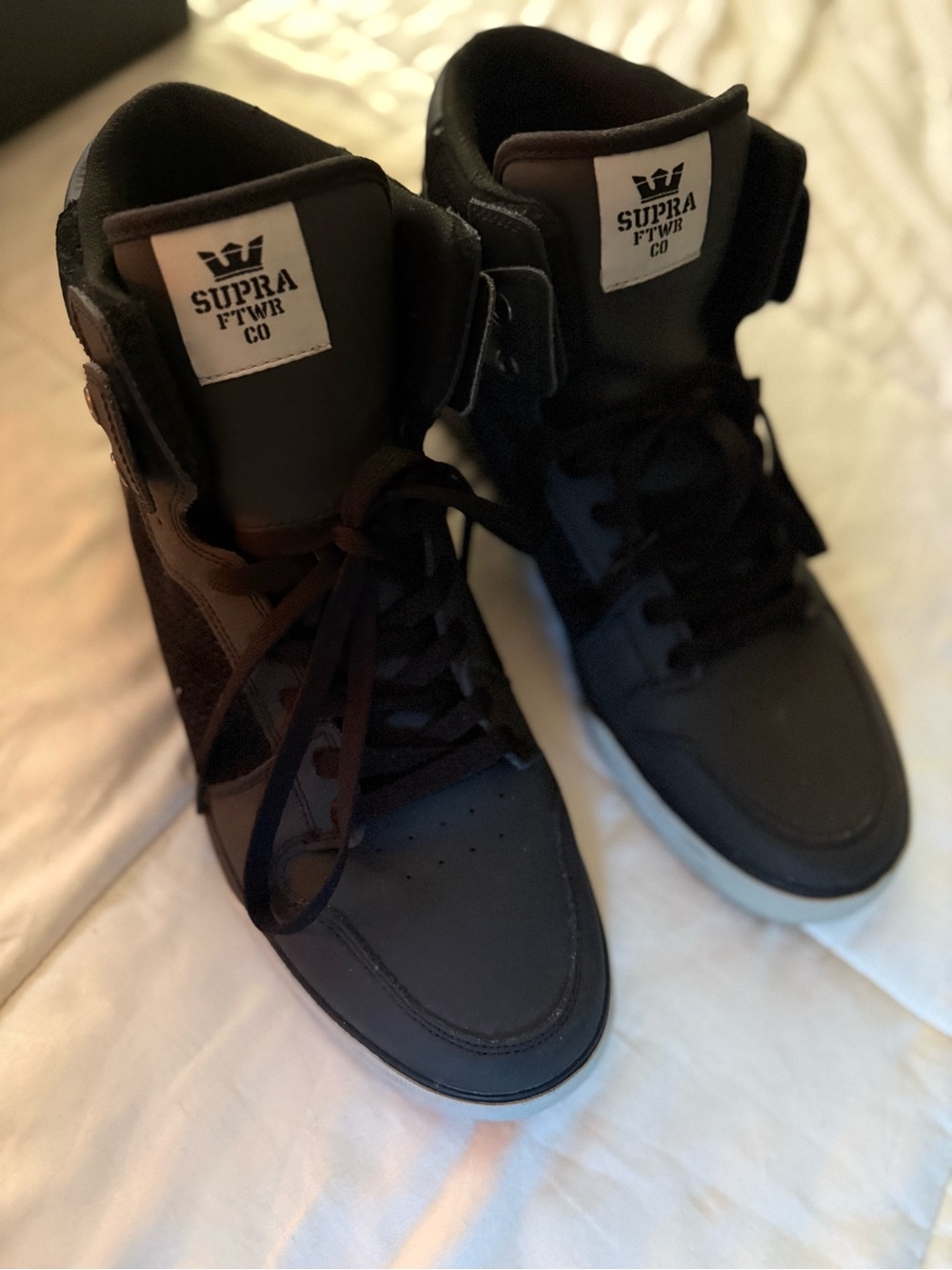 Supra Black High-Top Skate Sneakers with White Logo Patch